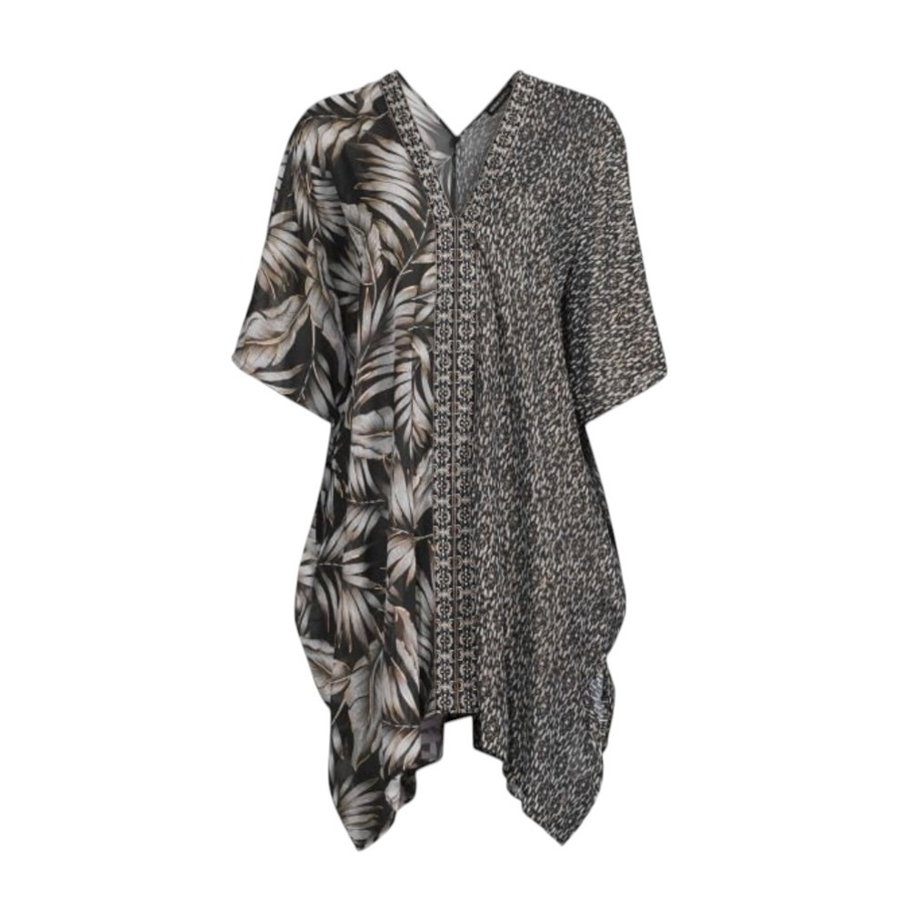 MIRACLESUIT Oasis Dual Print V-Neck Elbow sleeve Caftan Coverup NWT M - Picture 3 of 8